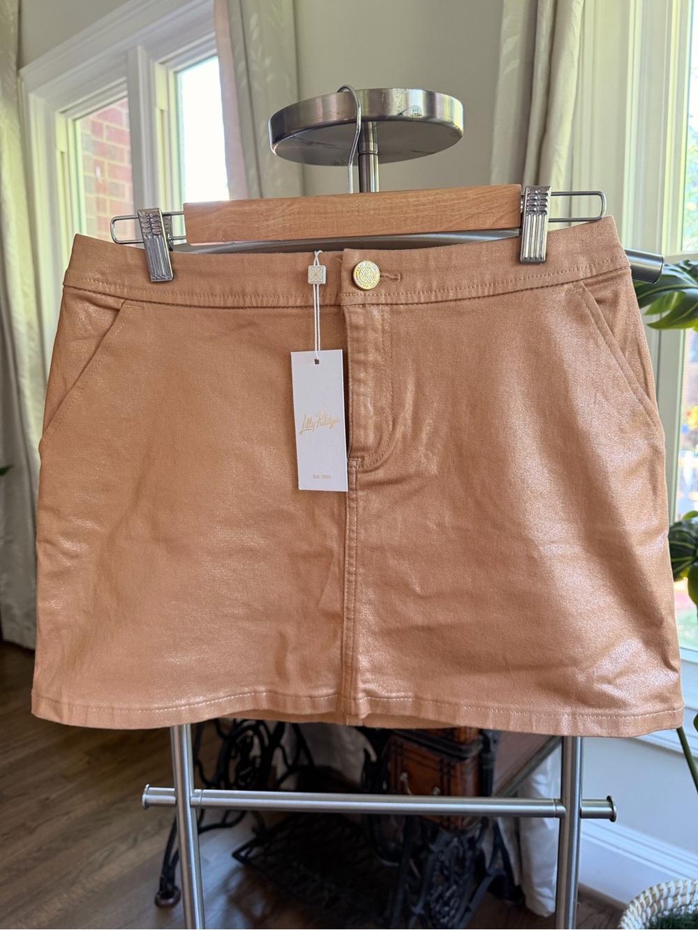 Lilly Pulitzer Camel Tan Faux-Leather Mini Skirt